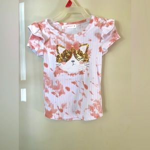 Adorable pink tie dye cat shirt brand new worn once or twice!